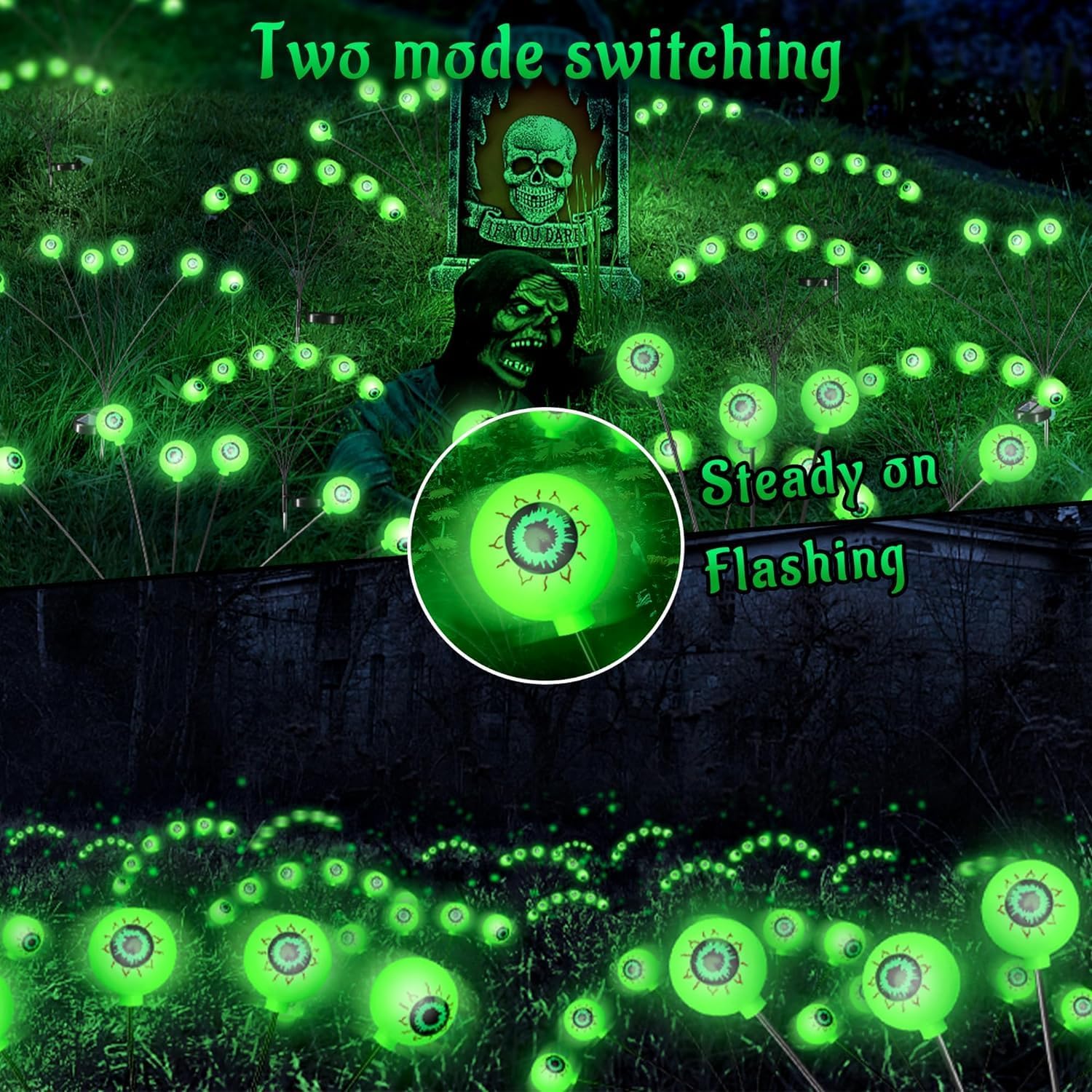 Shinybox 2 Luci Solari Halloween A Bulbo Oculare Con 10 LED Cadauna, IP65, Per Esterno Giardino