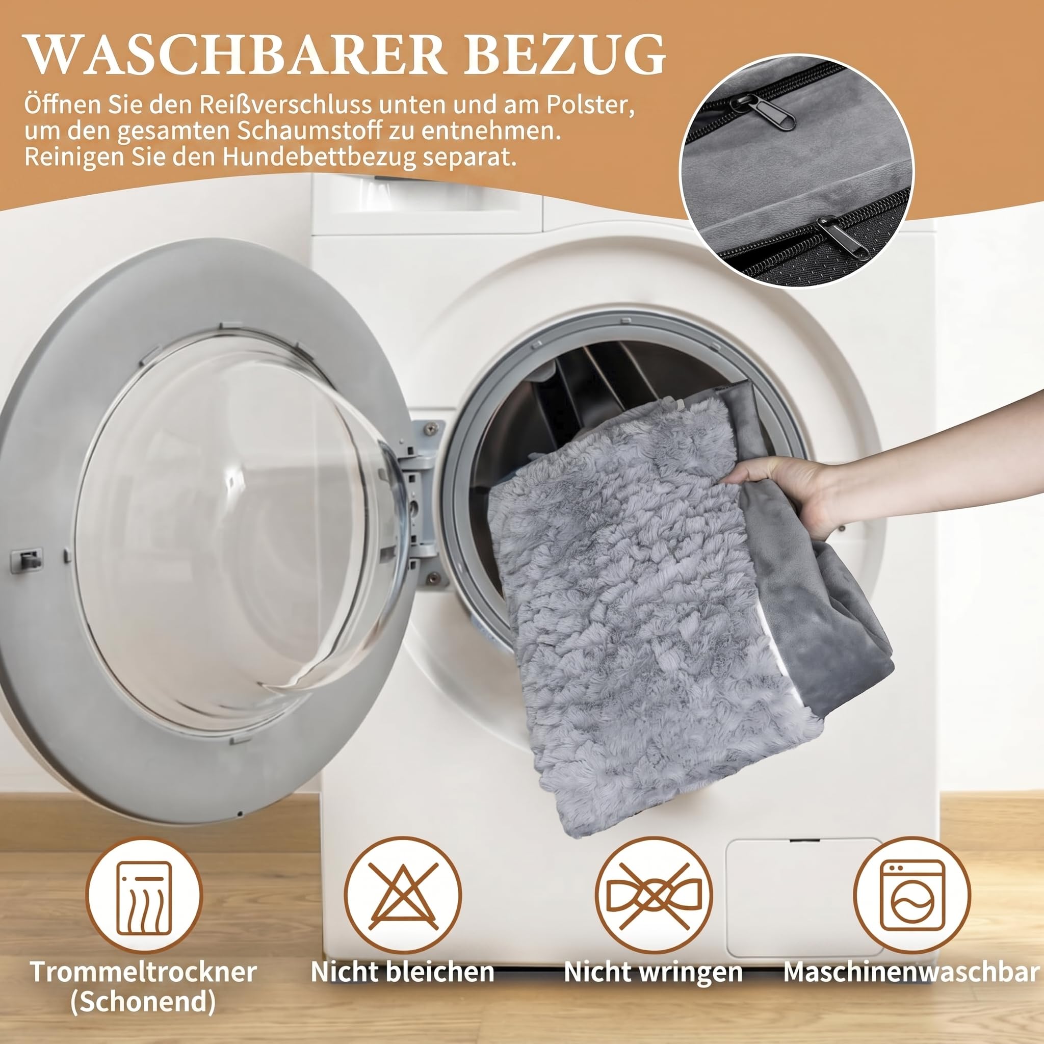 Comfort Expression Orthopädisches Hundebett Große Hunde, 106x76x21 cm, Hundesofa mit Eierförmigem Kistenschaum, Hundebett Waschbar, Wasserfestes Hundekissen & Rutschfester Hundekorb, Grau