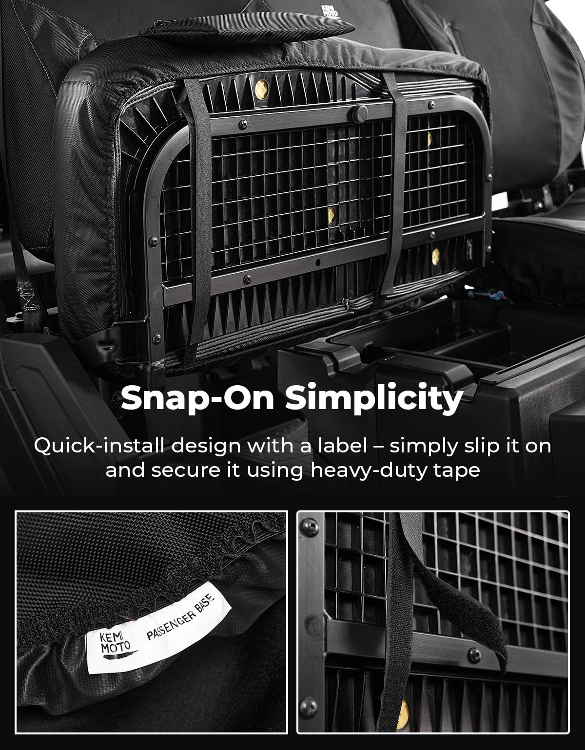 KEMIMOTO Ensemble de Housses de siège UTV 1680D avec Dossier à ailettes compatibles avec Polaris Ranger XP 1000 2022-2025, Accessoires Anti-Ongles en Tissu Oxford pour Animaux domestiques