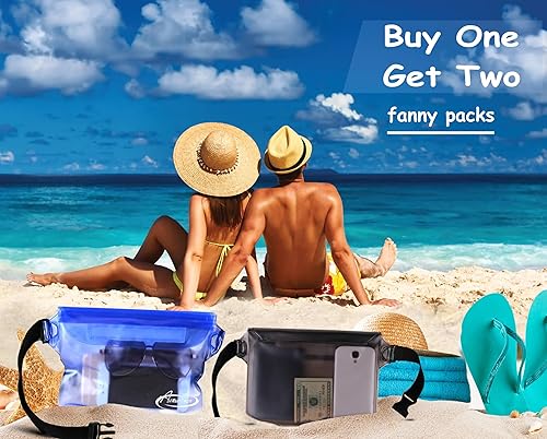 Miniatura 2 de AiRunTech Bolsa impermeable con correa para la cintura (paquete de 2)  Accesorios de playa La mejor manera de mantener tu teléfono y objetos de