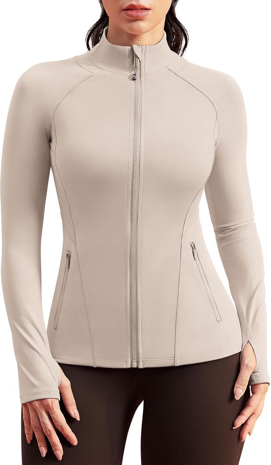 QUEENIEKE Workout Jackets for Woman Zip Up Long Sleeve Slim Fit Athletic Gym Tops Running Jacket with Thumb Holes - Image 2