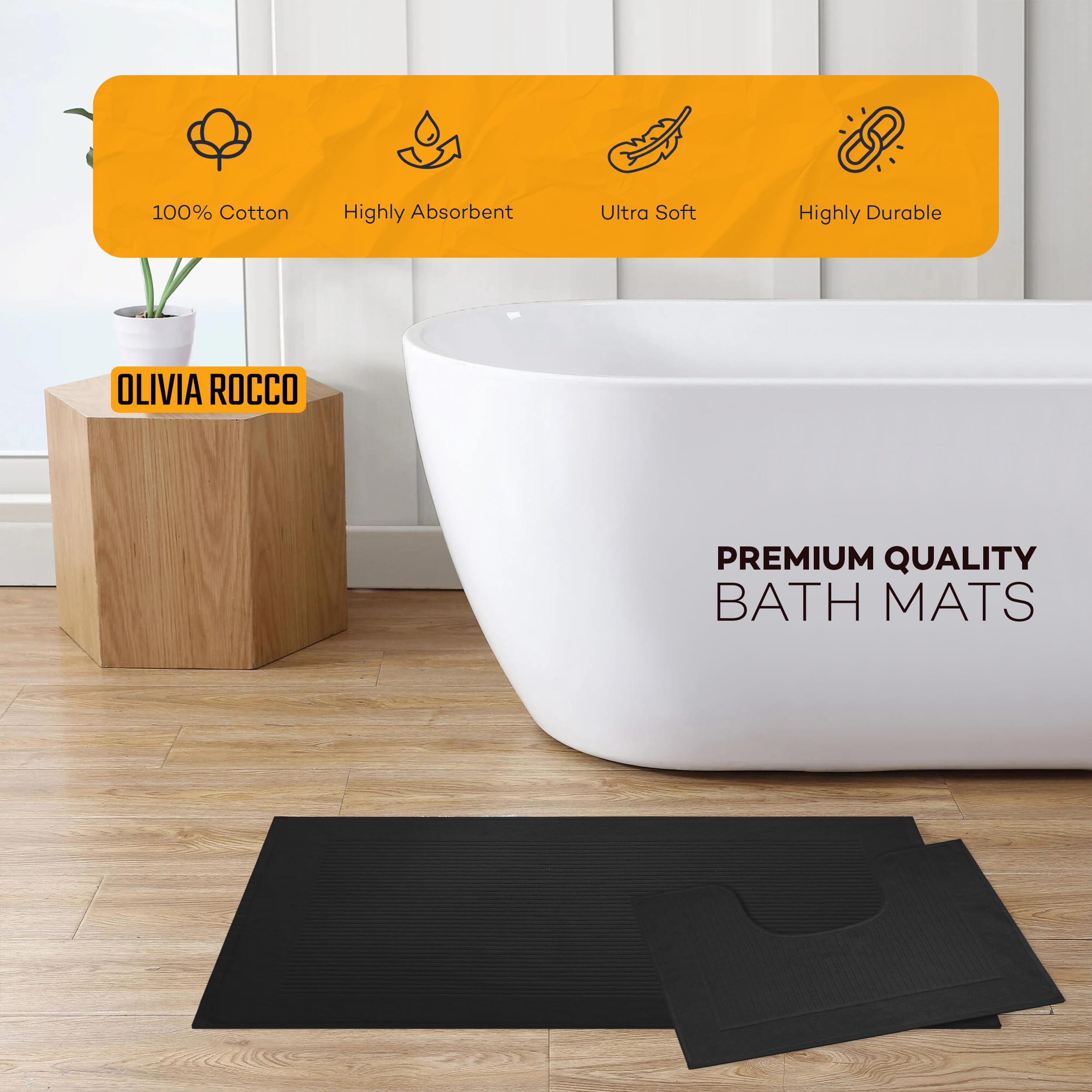 Olivia Rocco Monaco 2 Piece Bath Mat & Pedestal Set - Image 2