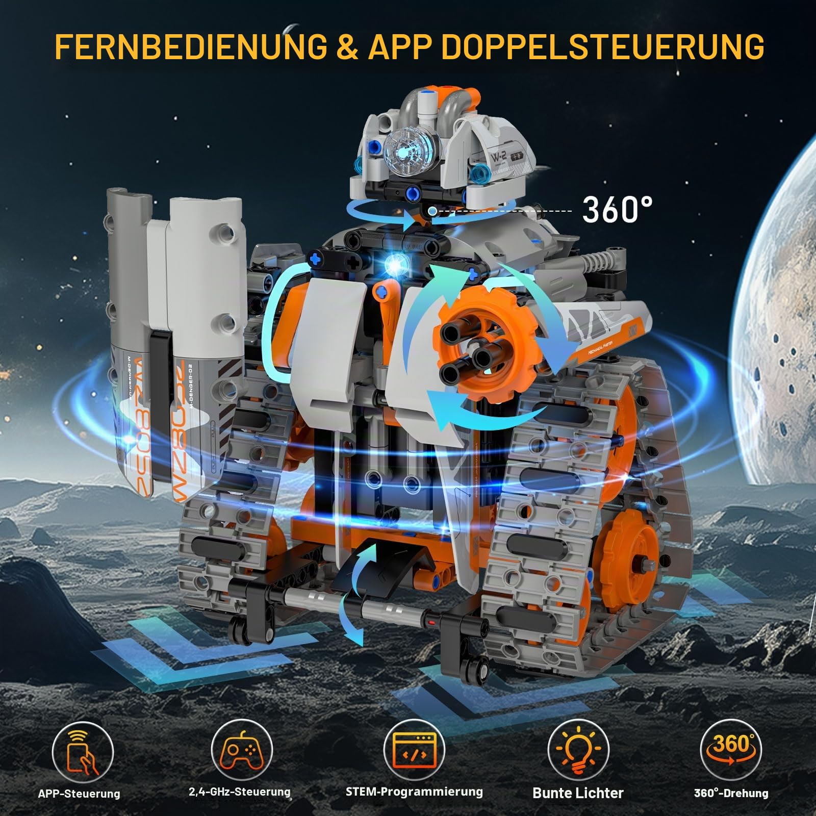 Technik Roboter Kinder für Jungen, 5-IN-1 Technik Bauspielzeug für Kinder mit App-Fernsteuerung, Panzer/Auto/Roboter Programmierbares Bauspielzeug, Geschenke für Jungen und Mädchen ab 6+ Jahren