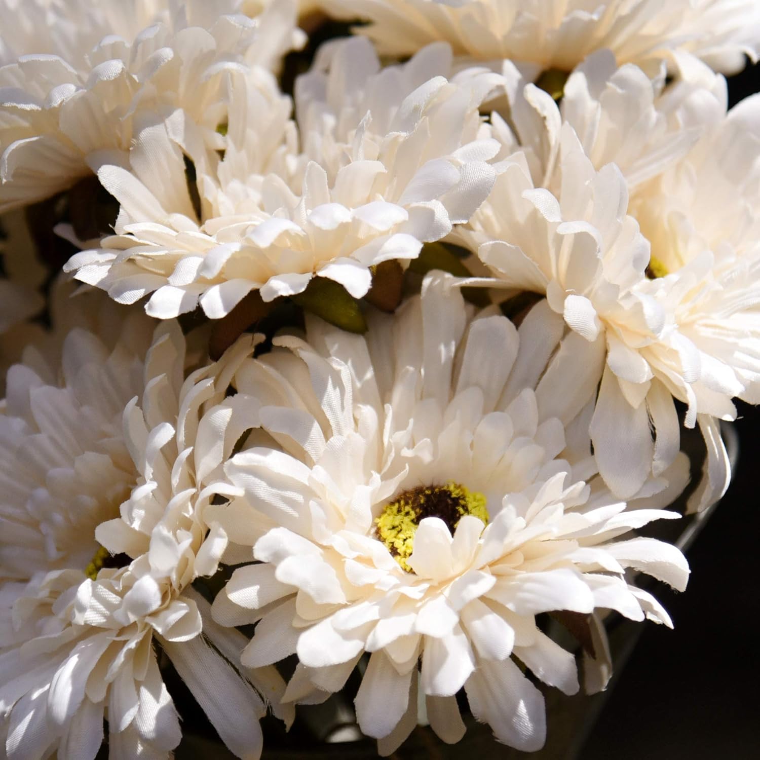 FiveSeasonStuff Gerbera Daisy, Outdoor Artificial Silk Flowers Arrangement & Wedding Bouquet (10 Floral Stems, Champagne Ivory)
