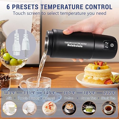 Miniatura 2 de Hervidor eléctrico de viaje, caldera de agua portátil con 6 ajustes preestablecidos variables, hervidor eléctrico pequeño con controles de