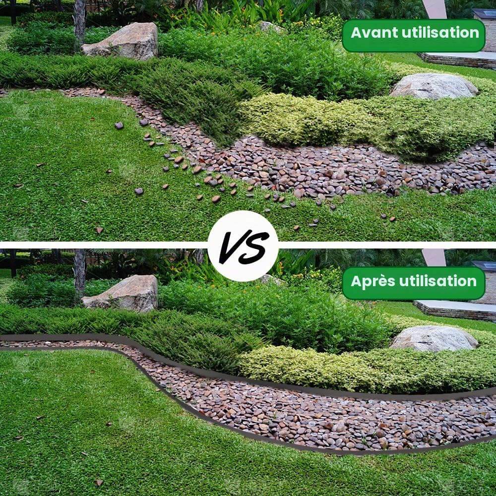 Bordure de Jardin Flexible 10m × 5cm, Bordures de Jardin avec 30 Piquets d'ancrage, Bordure Jardin Exterieur Plastique, Bordurette de Pelouse Flexible, Bordure de Gazon Piquet Idée de Jardin (Noir)