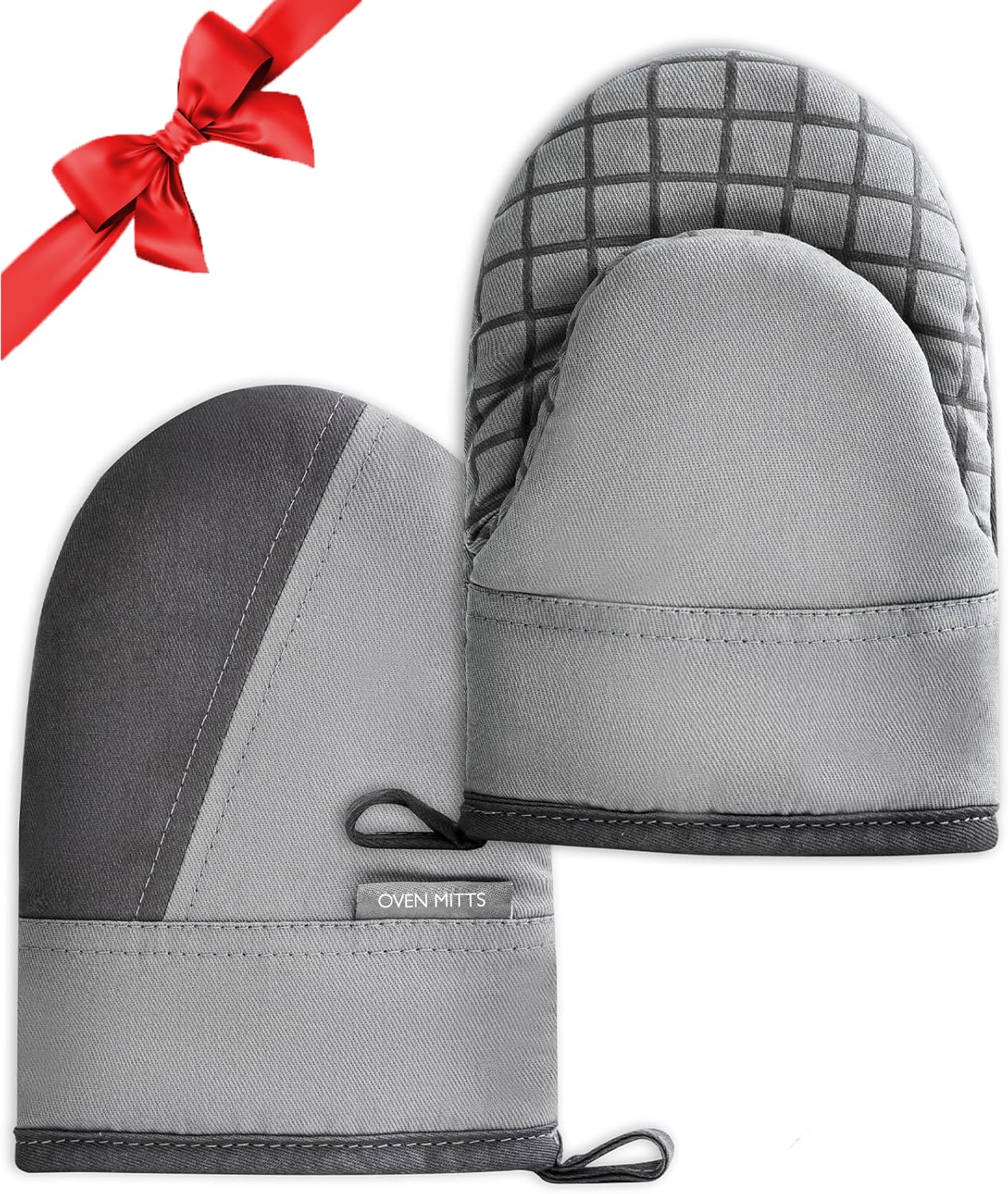 Mini manoplas de horno, guantes de horno de cocina, guantes de cocina resistentes al calor de 500 grados, superficie de silicona antideslizante con trabillas para colgar, guantes calientes