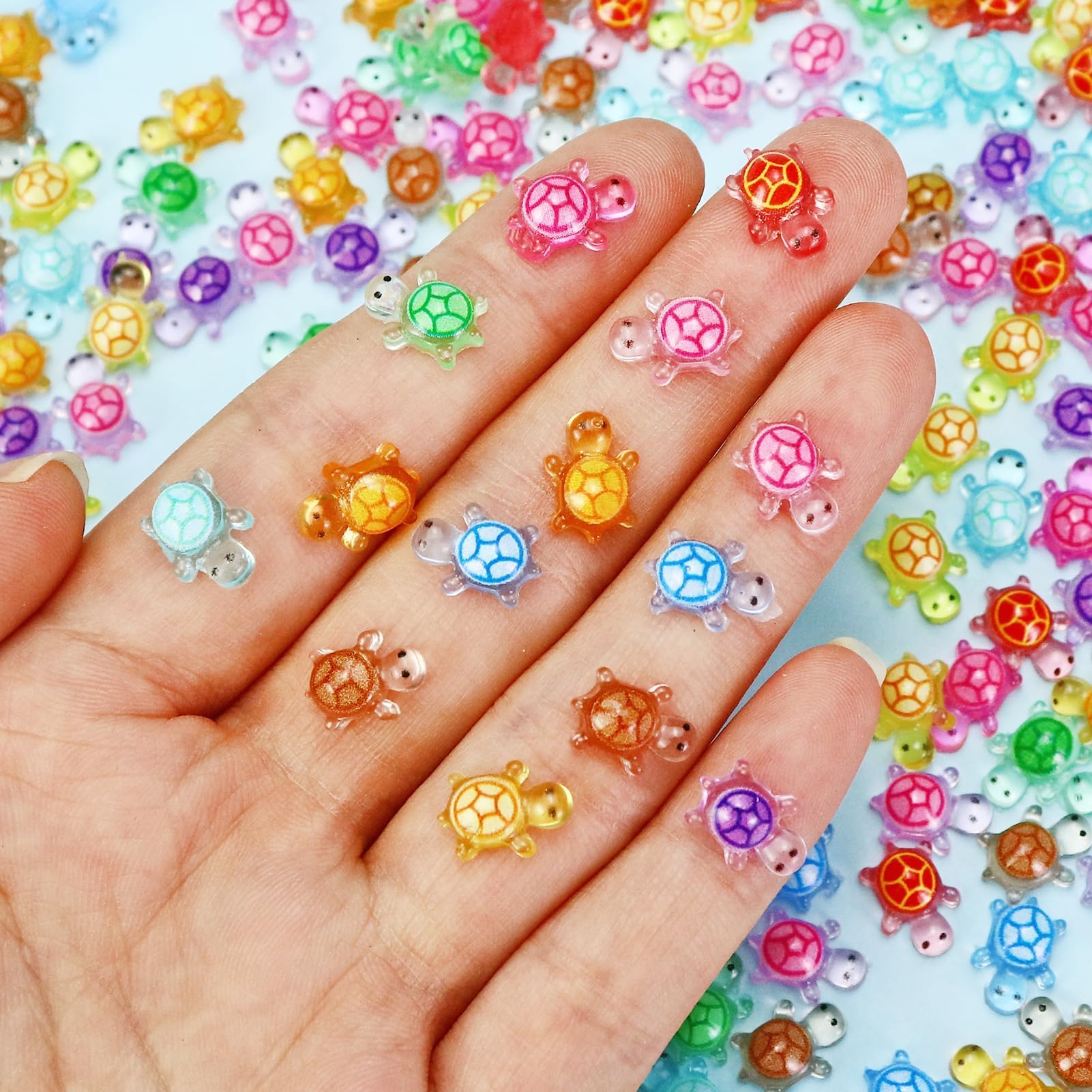 200 PCS Luminous Mini Resin Turtles, Tiny Sea Turtle Glow in the Dark Hide Small Figures Miniature Plastic Ocean Animal for Fairy Garden Micro Landscaping Dollhouse Home Decor Crafts