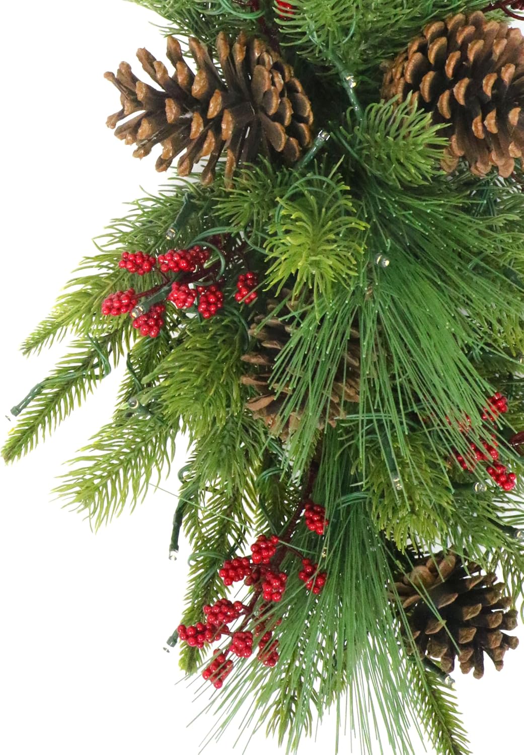 Puleo International 28" Pre-Lit Artificial Adorned Battery-Operated Banister Swag