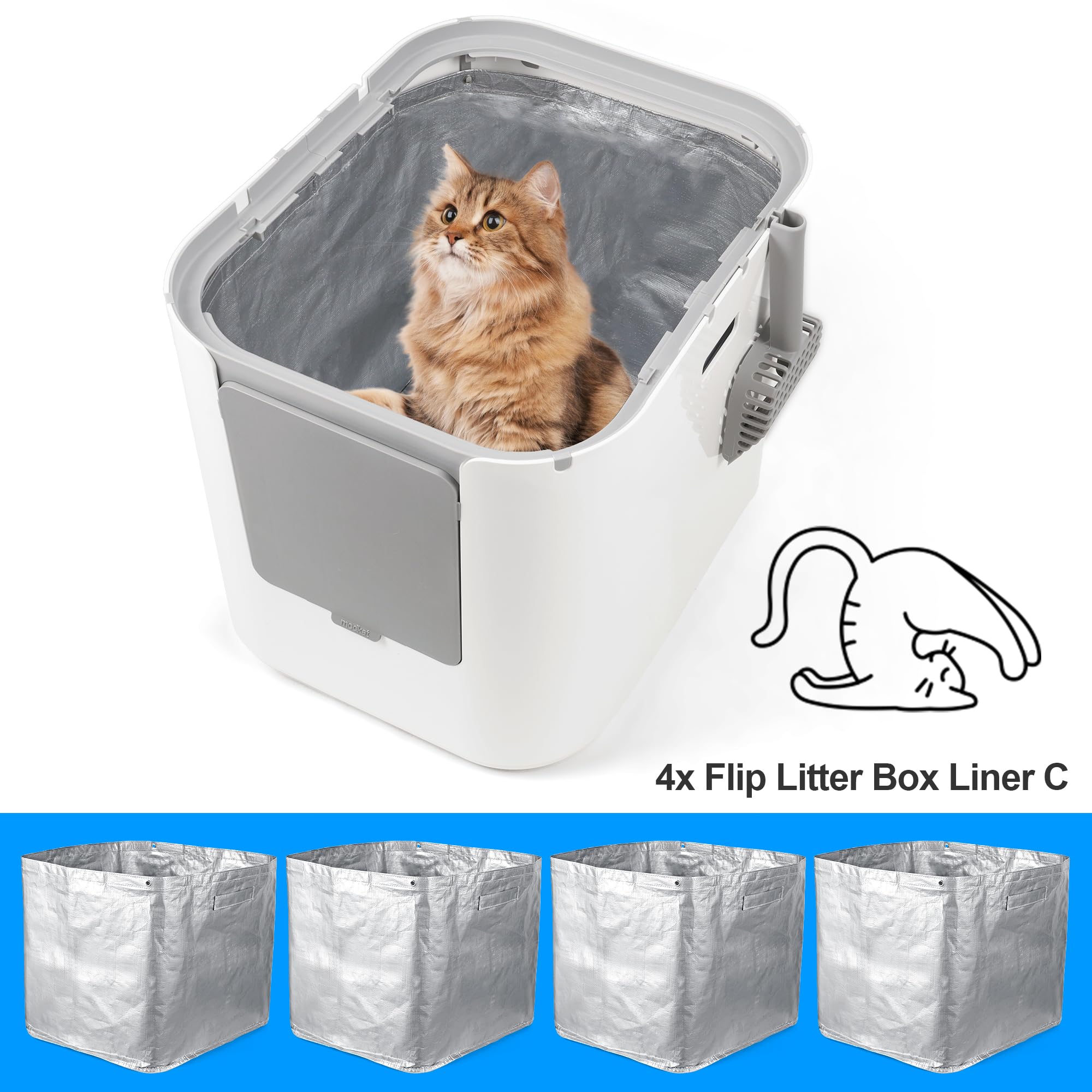 Wiederverwendbare Typ-C-Einlagen, kompatibel mit Modkat XL Katzentoilette, 4 Stück