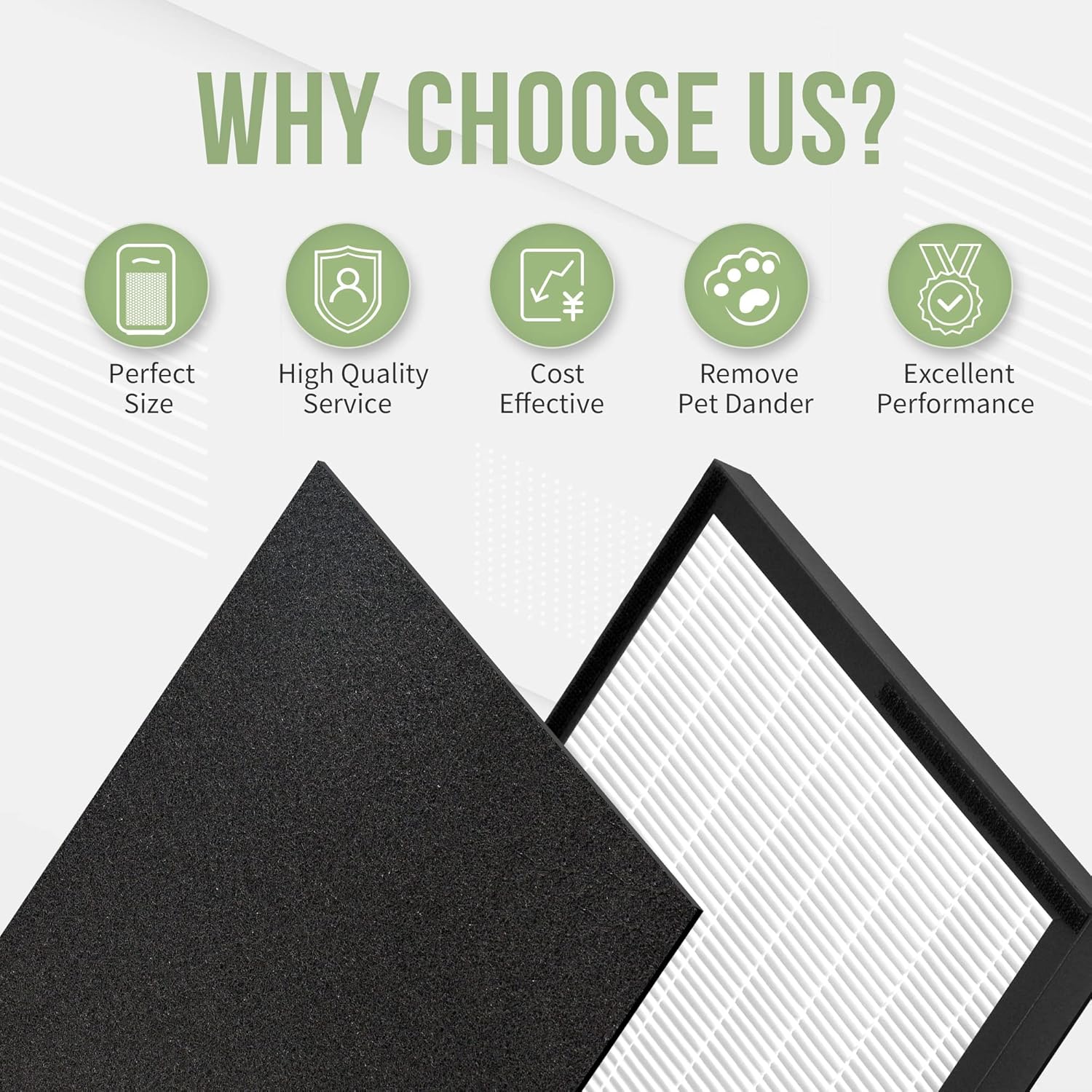 WK01234QPC Filter Replacement Kit Compatible with Oreck Air Pu-rifier WK01234QPC Air Filter, Fits WK10002QPC and Plus Pet WK10052QPC Models, Contains 2 Main Filters & 4 Carbon Pre-Filters - Image 3