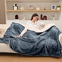 CHIOKY Heated Throw Blanket 50x60 Gray - Super Soft Flannel Sherpa Electric Blanket, 5 Heat Levels, 4Hr Auto-Off, ETL Certified Fast Heating