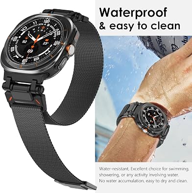 NewWays Milanese Loop for Galaxy Watch Ultra Bands 47mm/ Galaxy Watch 8 & 8 Classic for Men Magnetic Strap Stainless Steel Connector Military Rugged Galaxy Watch Ultra Bands