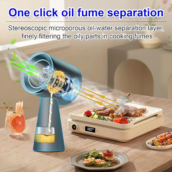 AMZCHEF Mini Cooker Hood Portable Desktop Extractor Hood White with 3 Gears Mode, Strong Suction for Home Kitchen Fondue Hot Pot BBQ (white) - 2