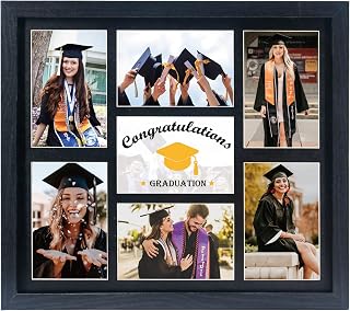 GMFrames 4X6 Bilderrahmen Collage mit 7 Öffnungen Fotorahmen mit Mehreren Graduierungen zum Andenken Geschenke Schwarze Matte