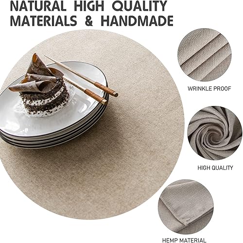 Miniatura 4 de NP - Mantel bordado de color sólido, 91 x 47 pulgadas, mantel rectangular repelente al agua y al aceite, mantel lavable y poliéster + lino