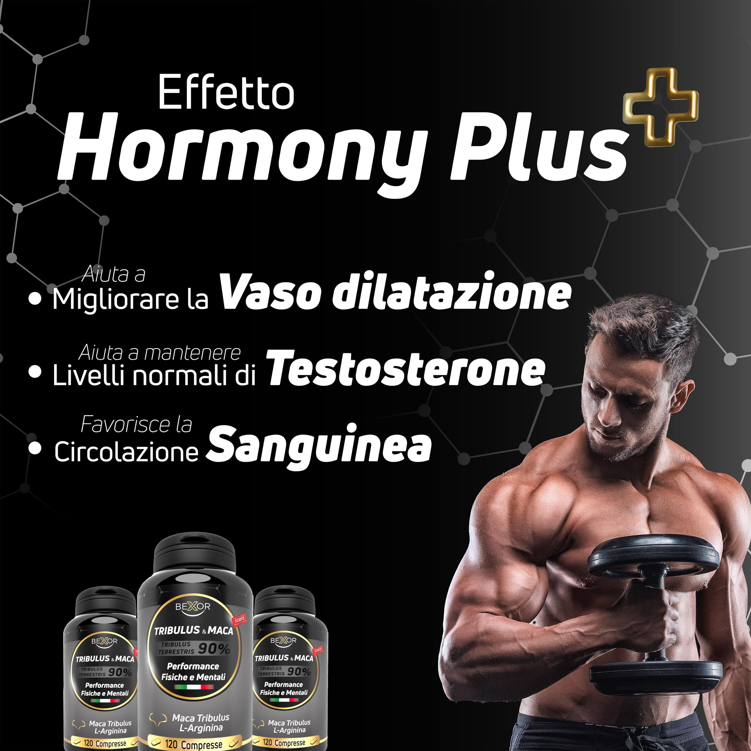 Maca Peruviana Nera + Tribulus Terrestris + Arginina + Vitamina B C D | Alto Dosaggio | 120 compresse | Integratore per Vigore fisico e mentale | Bexor