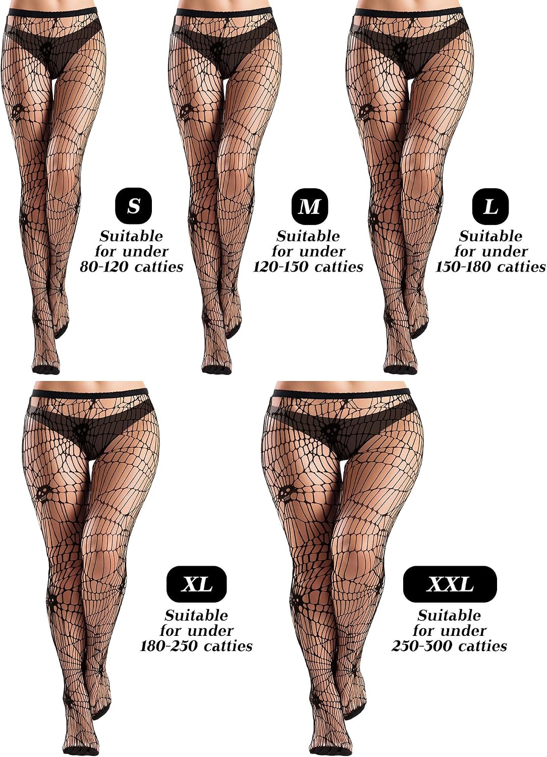 Ramede 6 Pairs Halloween Fishnet Thigh High Stockings Lace Tights Patterned Goth Fishnet Legging Web Pantyhose for Women