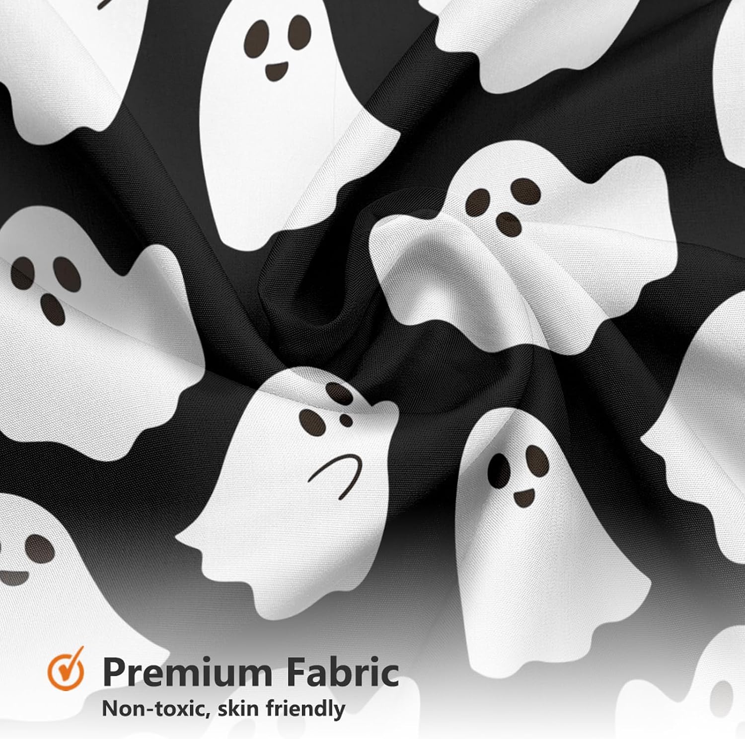 MEHOFOND Halloween Cute Ghost Shower Curtain Funny Cartoon Bath Curtain