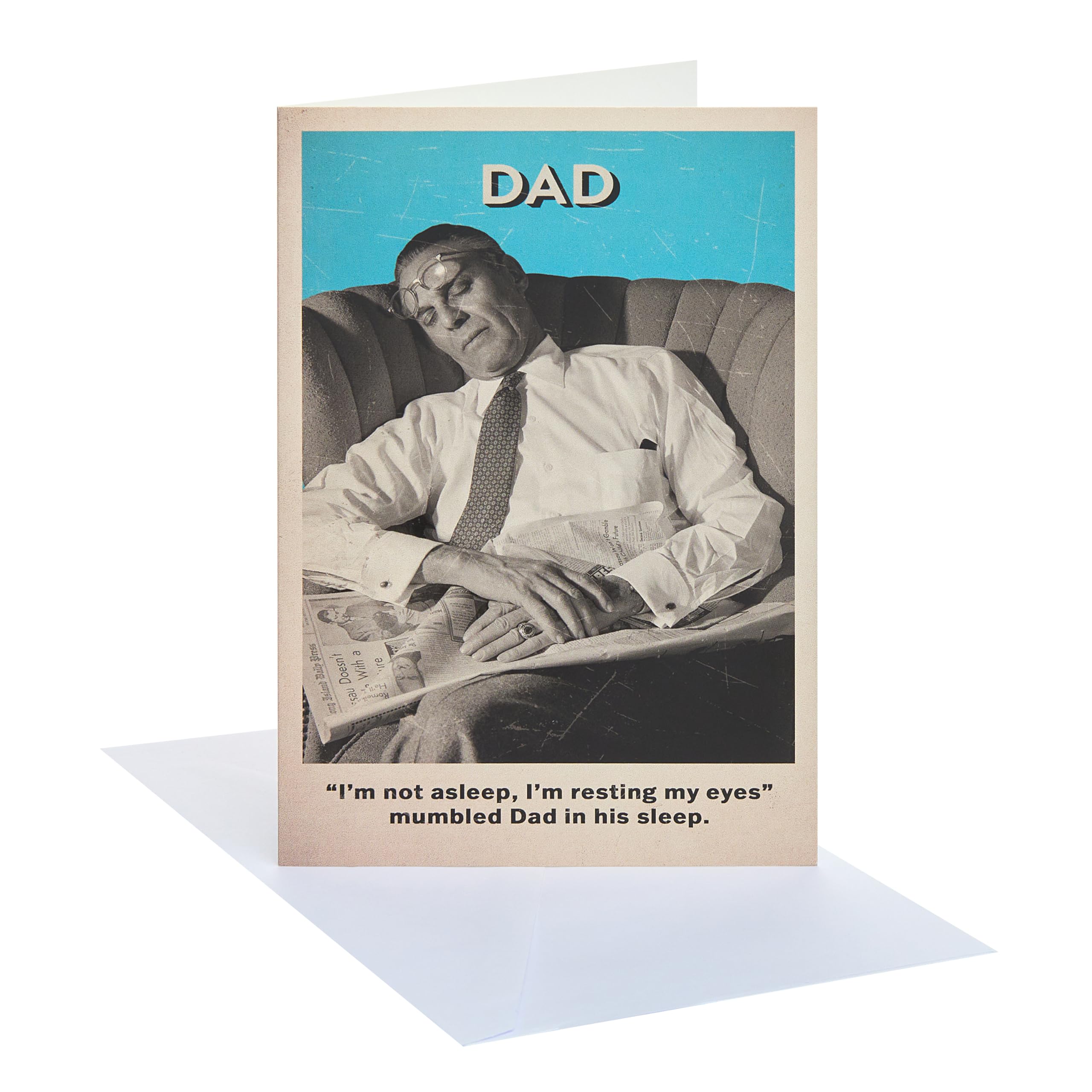 UK Greetings | Father's Day Card for Dad | Card for Dad, Grandad, Husband | Him, Boys, Men | Vintage Sleeping Man Design | With Envelope | 13.7 x 21 cm