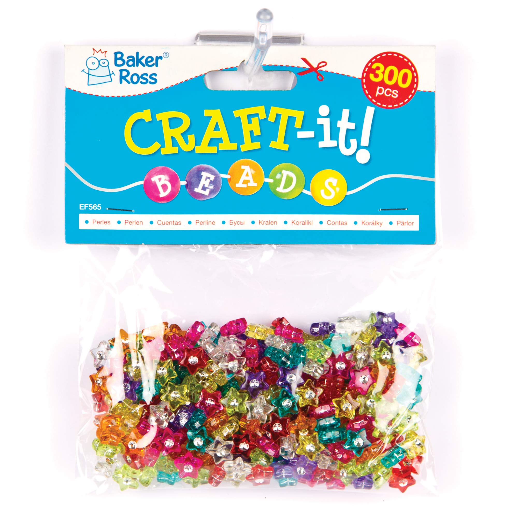 Baker Ross Cuentas Estrella Diamante – 300 Piezas, Kit De Joyería Para Niños, Manualidades De Abalorios Y Collage