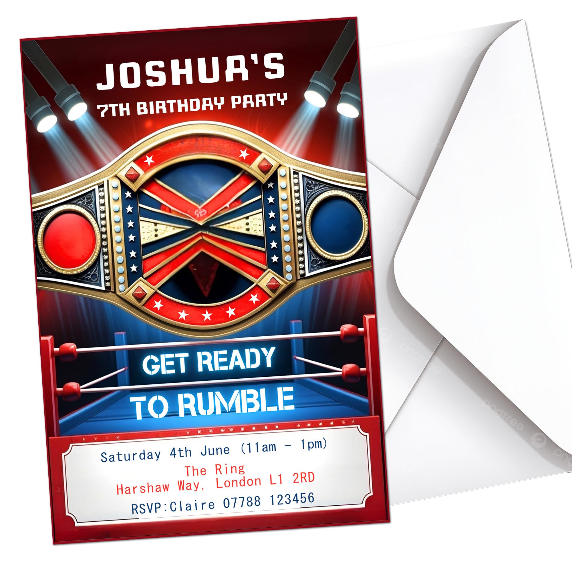 Wrestling Party Invites Birthday Invitations & Envelopes Personalised K255