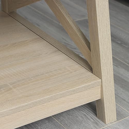 Miniatura 6 de Rainbow Sophia Mesa de centro de granja con protección de esquina, 40 pulgadas, roble blanco