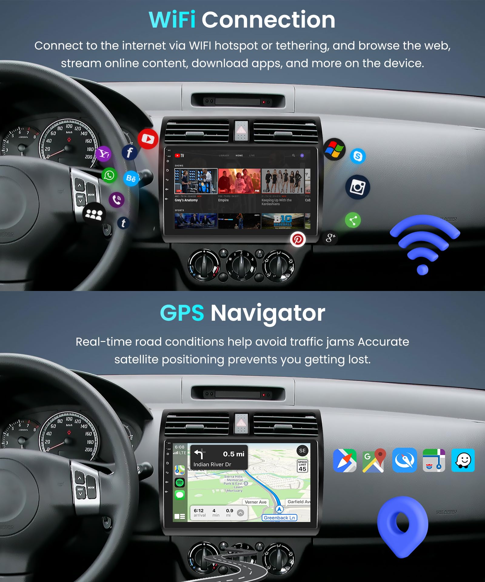 4+64G 8-Core] CAMECHO Android 15 Autoradio Pour Suzuki Swift Carplay 2003-2010 Avec Sans Fil CarPlay, 10.1" Radio Auto Navi DSP Bluetooth 5.0 FM/RDS Mirror Link WiFi +Mic