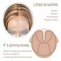 Vista 4 de Peluca de Encaje Frontal Rubio Miel - Pre Depilada, Lista para Usar, HD Sin Pegamento 13X5X1 - Peluca Sintética Lisa con Mechas para Mujeres
