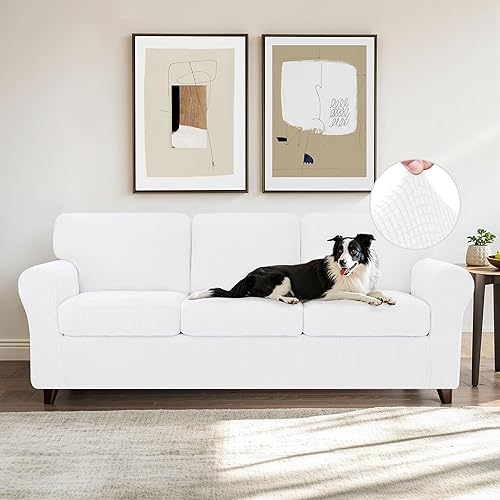 Miniatura 1 de CHUN YI - Funda elástica para sofá (7 piezas), funda para sofá de 3 plazas con tres respaldos y cojines separados con banda elástica, tela jacquard