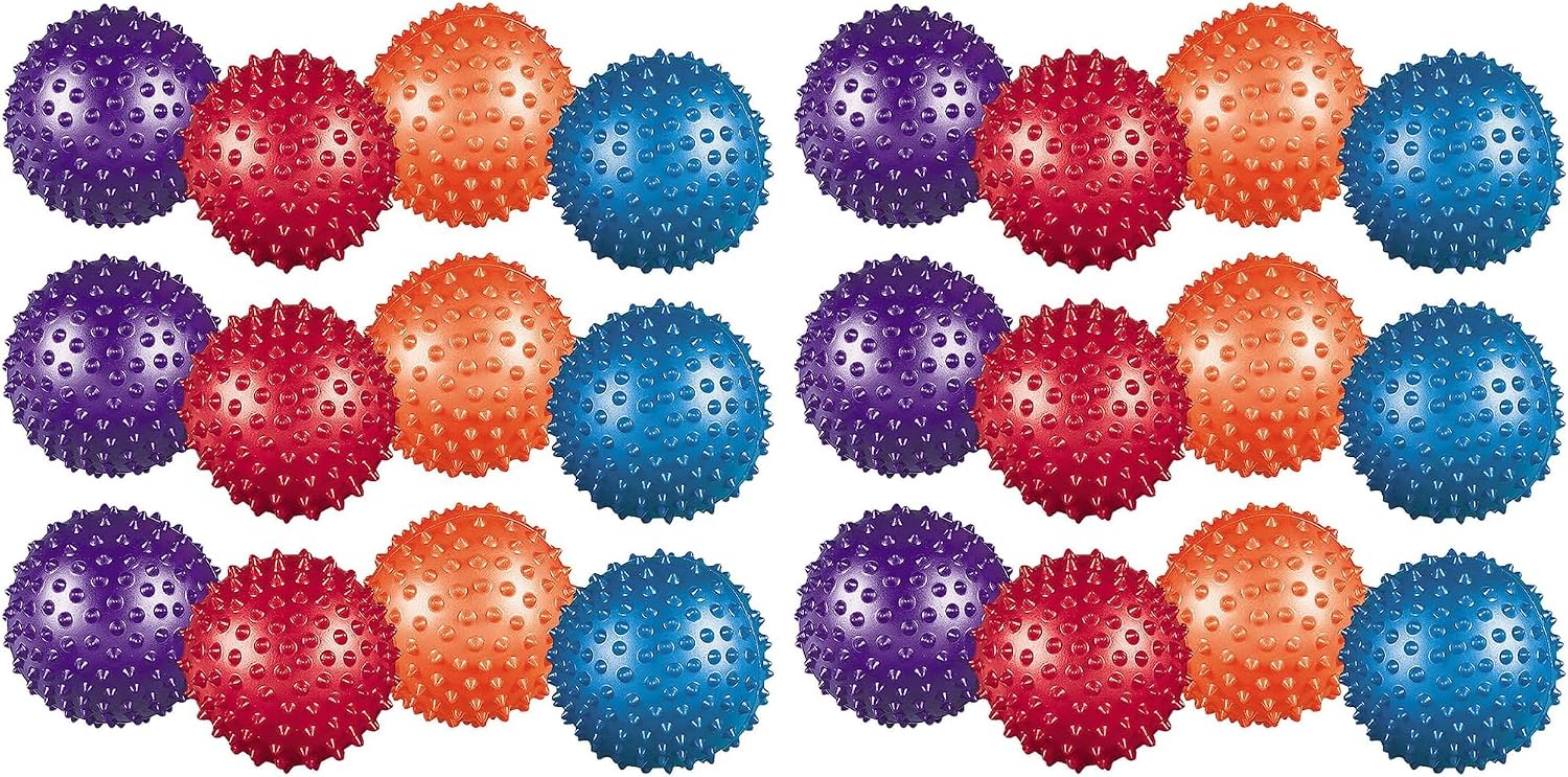 Assorted Colors Inflatable Rubber Metallic Spike Balls (3") 12 Count, Colorful & Fun Toys - Great Party Favors for Birthdays, Themed Parties & More