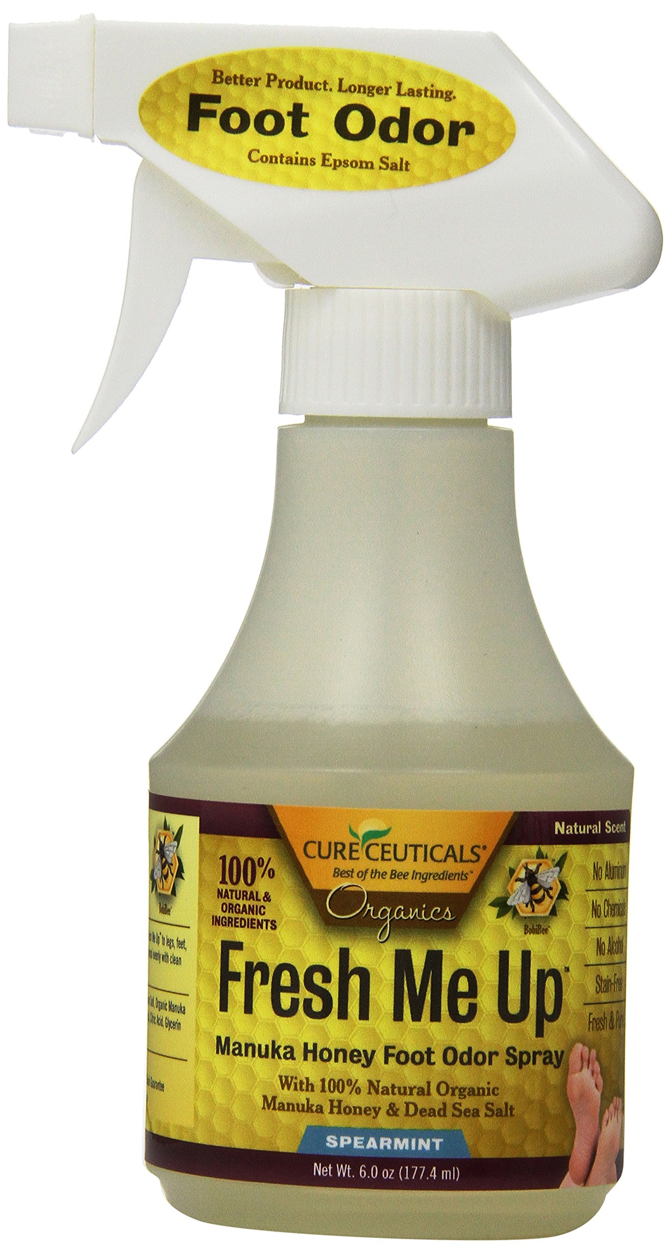Cureceuticals Fresh Me Up Foot Odor Manuka Honey Daily Foot Hygiene Spray - Spearmint, 6-Ounce