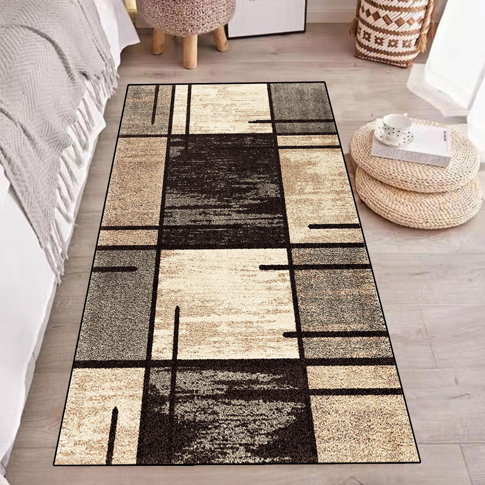 Teppich Läufer - Teppiche - Läufer Flur Teppich，Niederflor Bunter Modern rutschfest Waschbar，Pflegeleicht,Geruchsneutral，für Korridor,Schlafzimmer,Innen Wohnzimmer