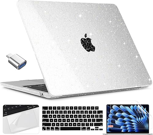 TWOLSKOO Compatible con MacBook Air M4 de 15 pulgadas funda lanzamiento 2025-2023 M4 A3241 M3 A3114 M2 A2941, carcasa rígida de plástico y protector