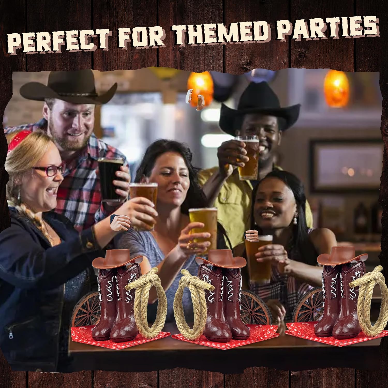30PCS Western Party Centerpieces Decorations Cowboy Boot Decorations Western Table Centerpieces Brown Resin Boots for Craft Birthdays Weddings and Cowboy Parties