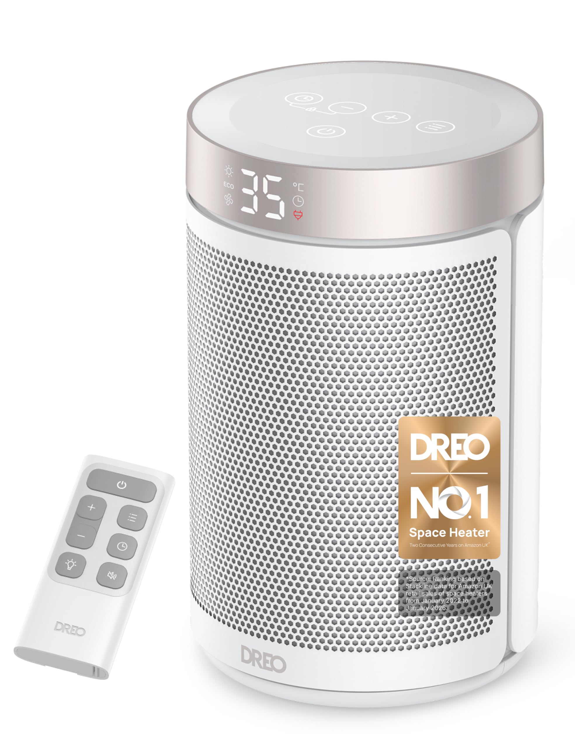 Dreo Electric Heater, 1500W Energy Efficient Space Silent Room Heater, Portable Ceramic Fan Heaters, Thermostat 3 Modes 12H Timer, Overheat & Tip Over Protection, for Bedroom, Atom 316, White