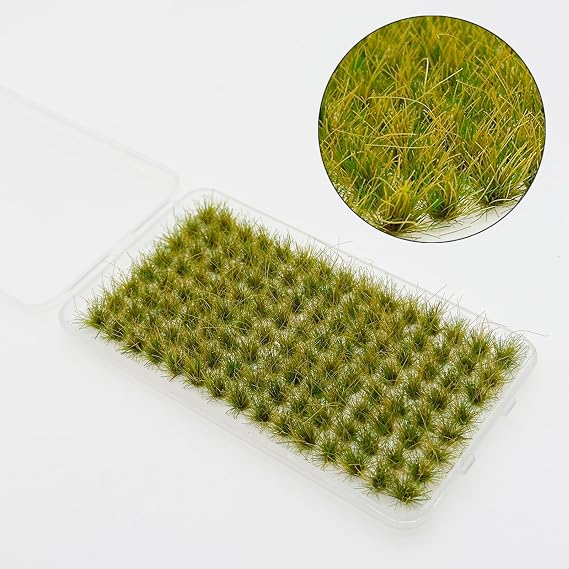 120 Stück Statische Grass Static Grass Tuft Statisches Grasbüschel für DIY Miniatur Eisenbahn Landschaft Terrain Eisenbahn Szenerie Dekorationen Gelblich