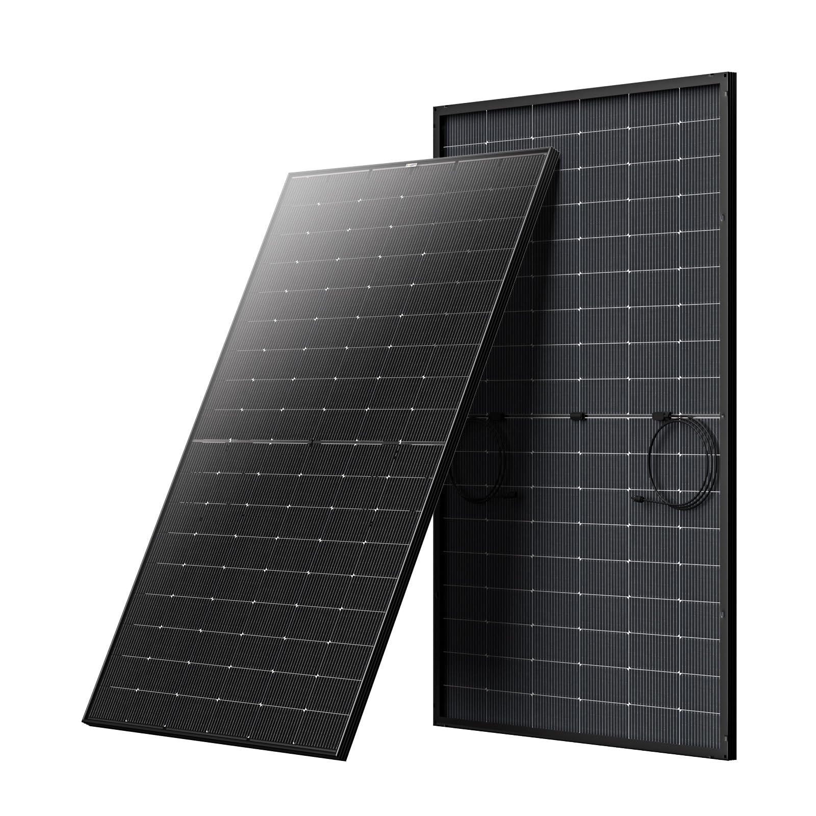 Photo 1 of BougeRV Bifacial N-Type 400 Watts Solar Panel, 16BB 24V/12V 400W Solar Panel, for Boat Marine Form RV Camping Log Cabin Roof, Black Frame (1 Pack)