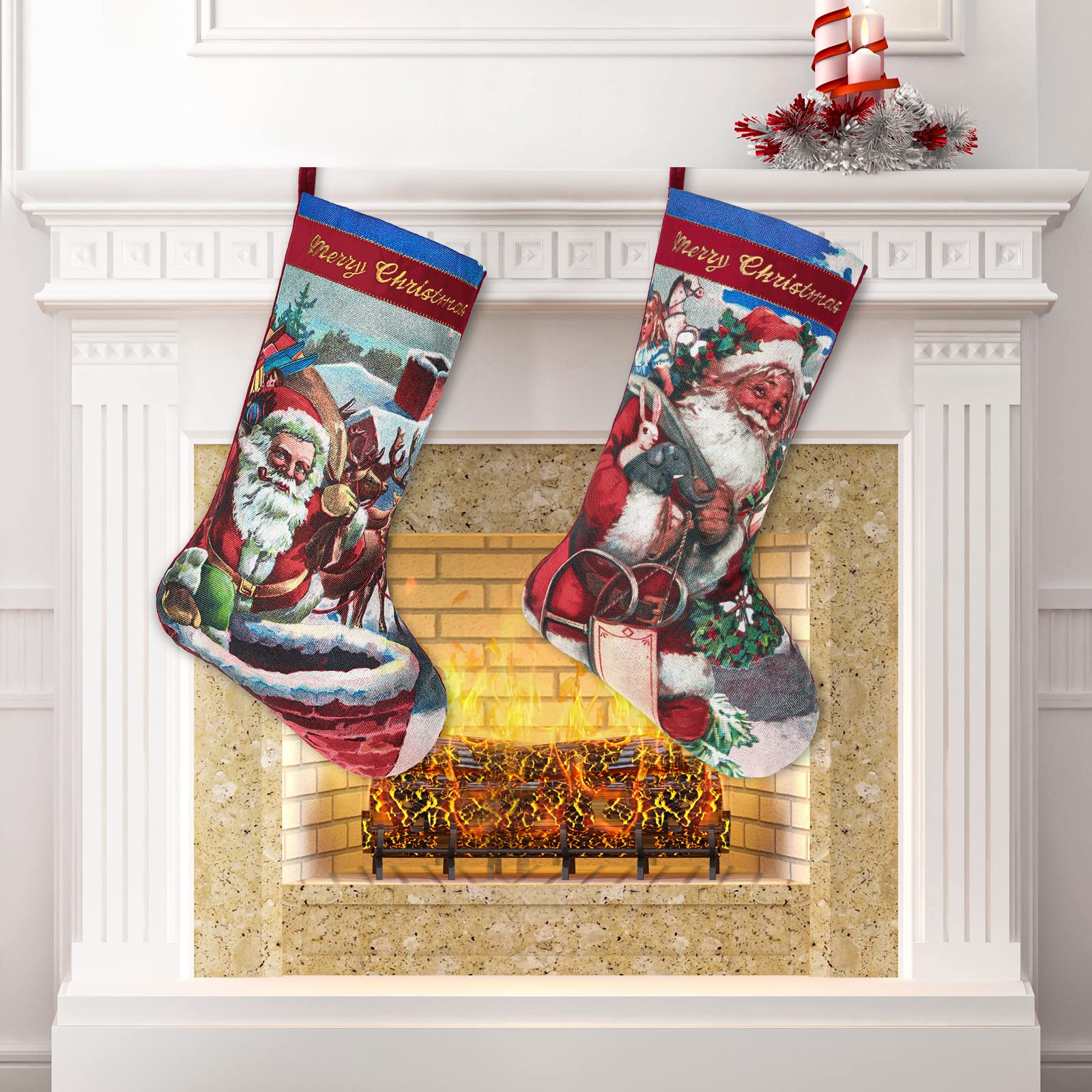 Chaussette De Noël Vintage En Forme De Houx Rouge - Décoration De Noël