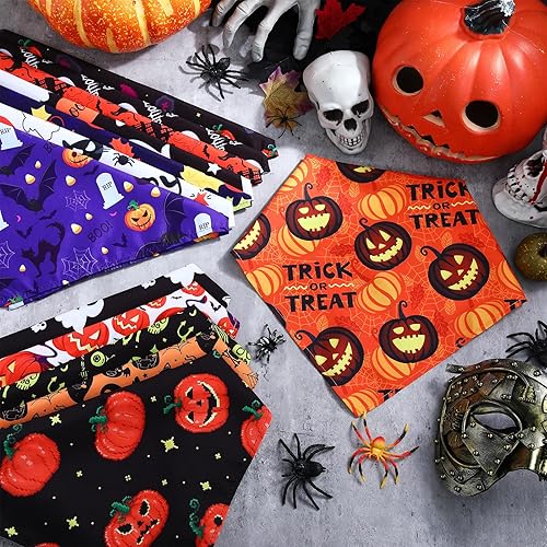 Miniatura 5 de Xuniea Paquete de 50 bandanas de Halloween para perro, bufanda grande para perro, pañuelo, accesorios para cachorros medianos y pequeños, disfraz de