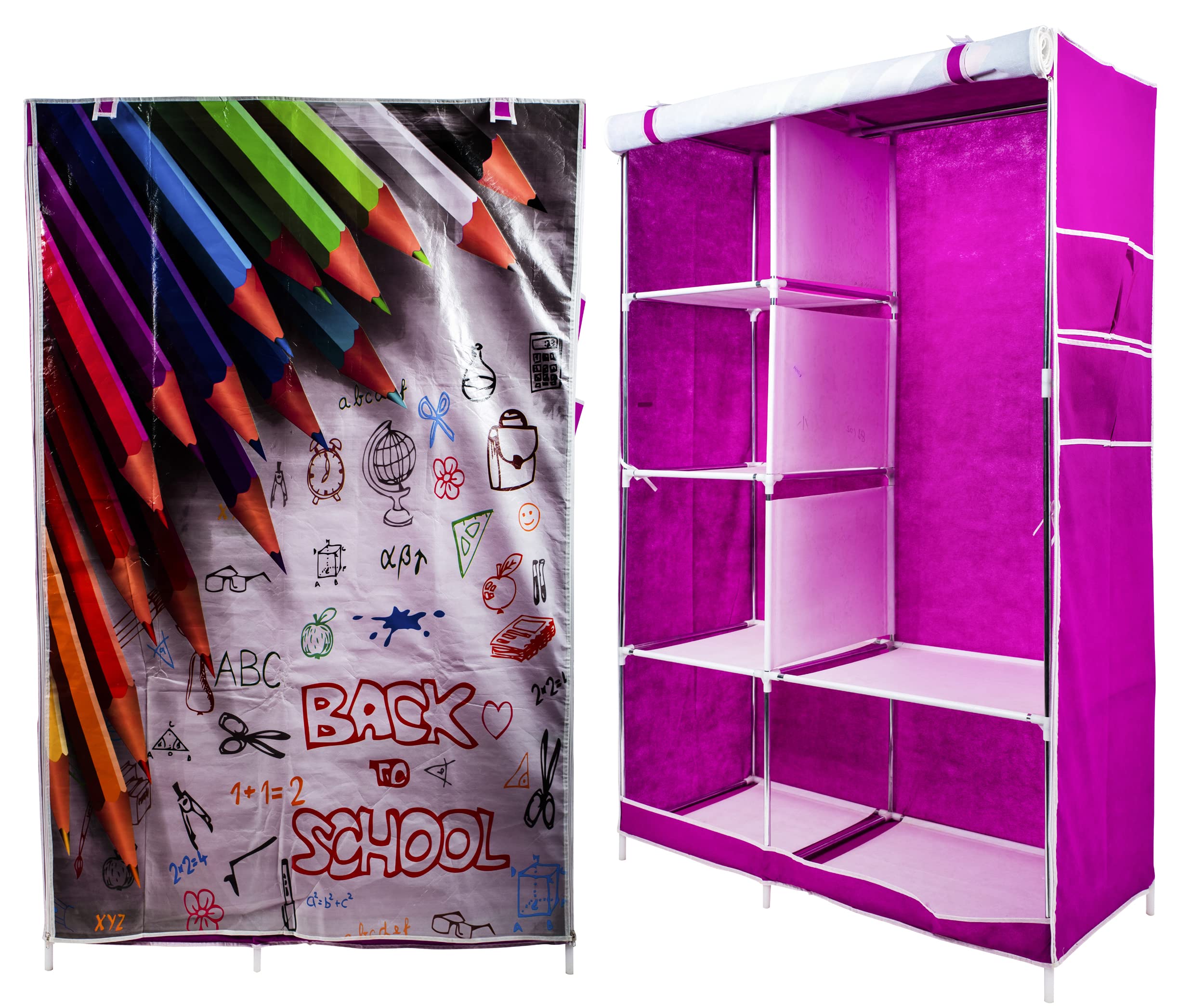 Maison & Cuisine® Foldable Printed Door 6 Racks Wardrobe 103X44X164 cm (88102-3) Multicolor Storage Unit-image-34