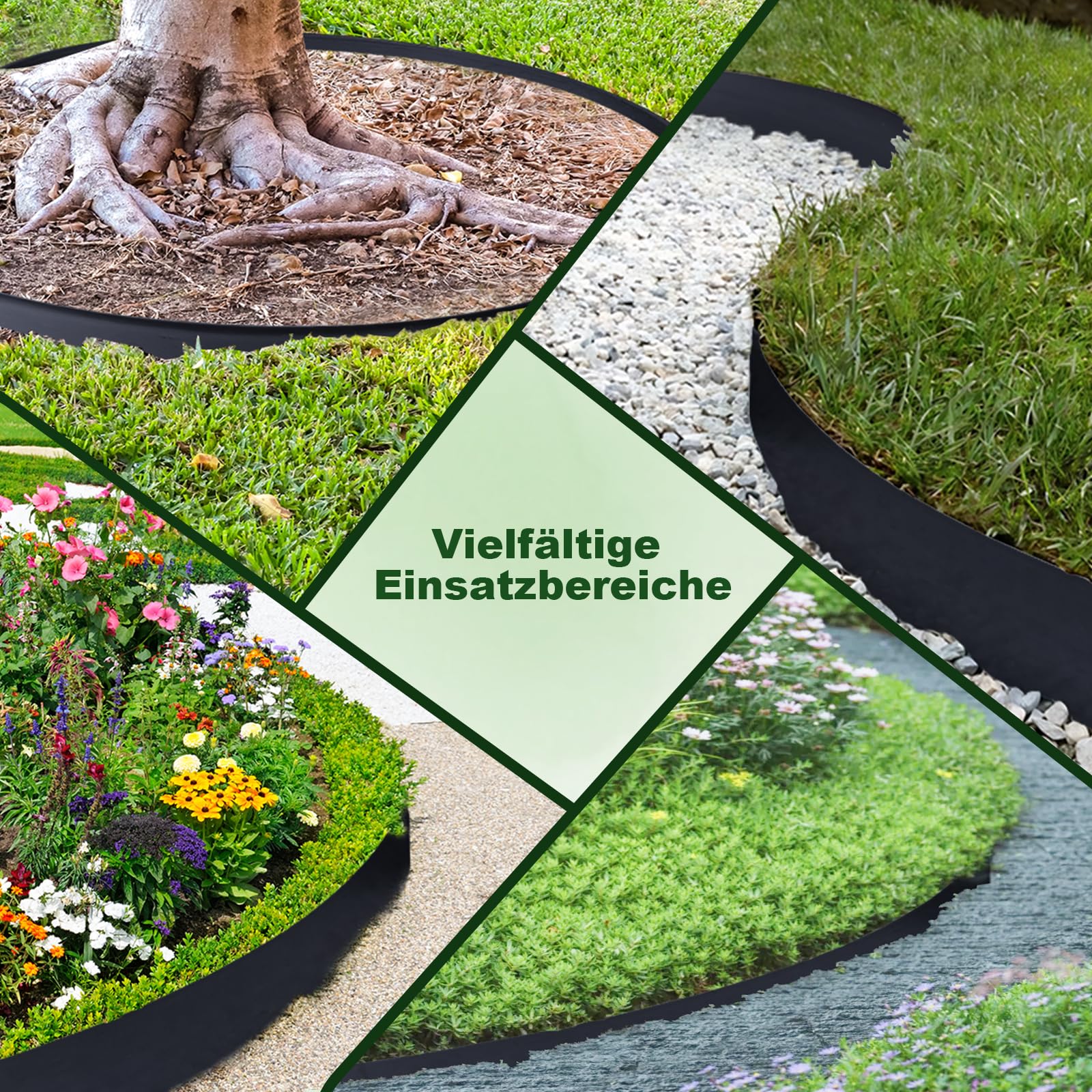 Storystore Bordure Jardin Exterieur en Plastique Flexible 20 mètres, Hauteur 10cm avec 200 Piquets d'ancrage, Bordure de Jardin pour Délimitation Pelouse, Allée, Parterre