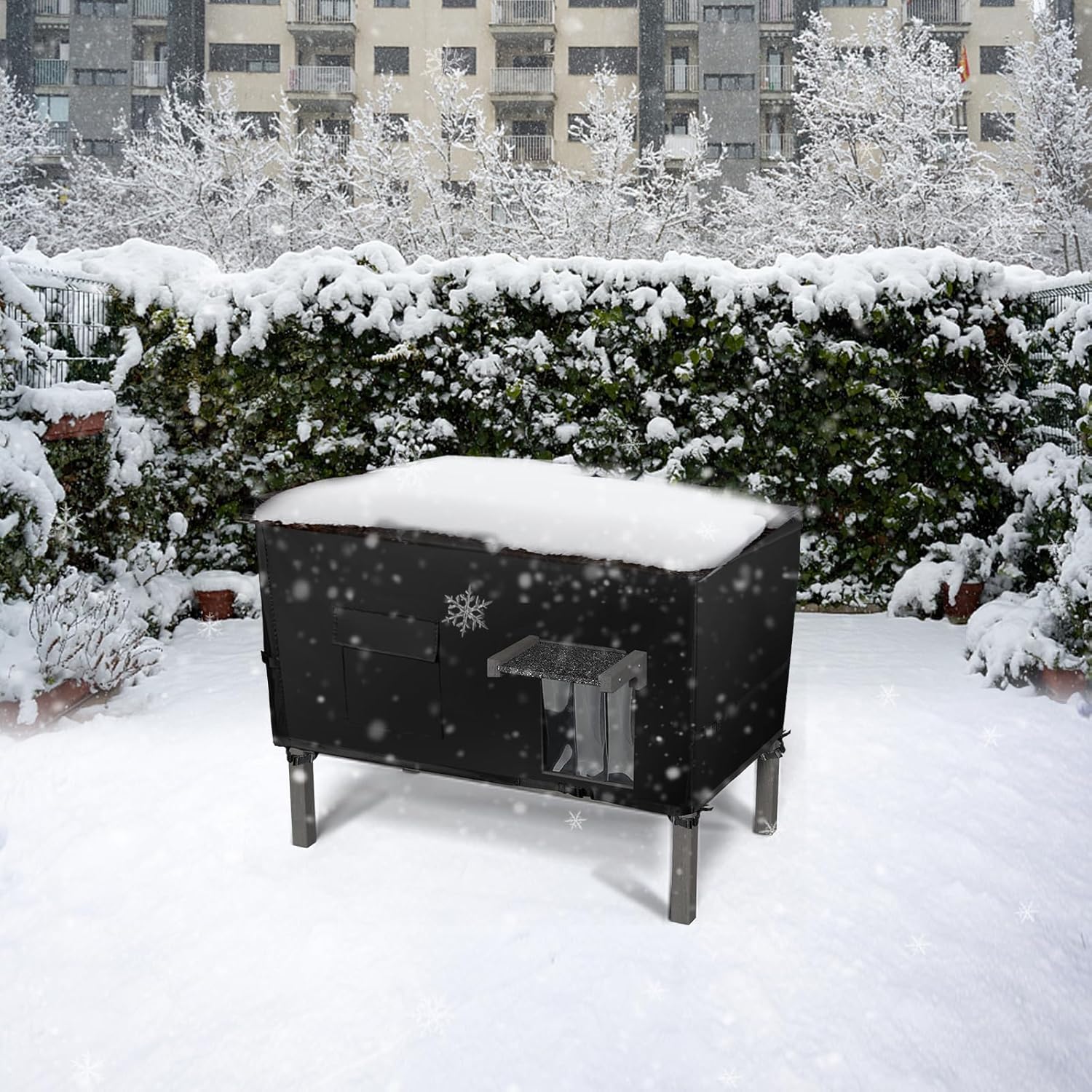 Sudiwei Feral Cat House Cover - Insulated Waterproof Outdoor Cat House for Winter - Thickened Plush Lining - 37x23.5x20in