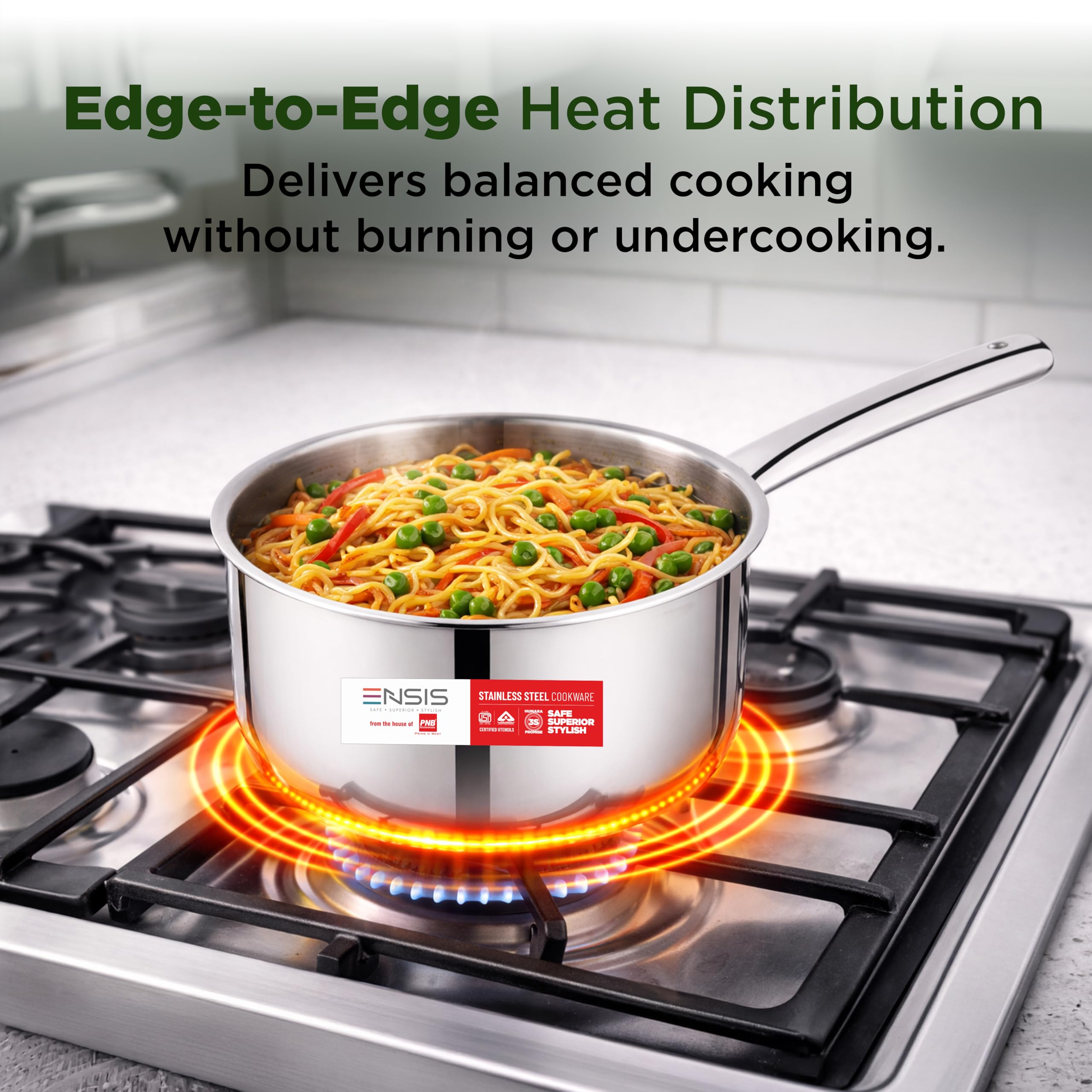 ENSIS triply Sauce pan with Lid | Stainless Steel Cookware | 1.14 Liter Sauce Pan for Tea | 14 cm Induction Saucepan Stainless Steel - 5 Year Warranty | Saucepan with lid (14 cm) — Amazon image 9
