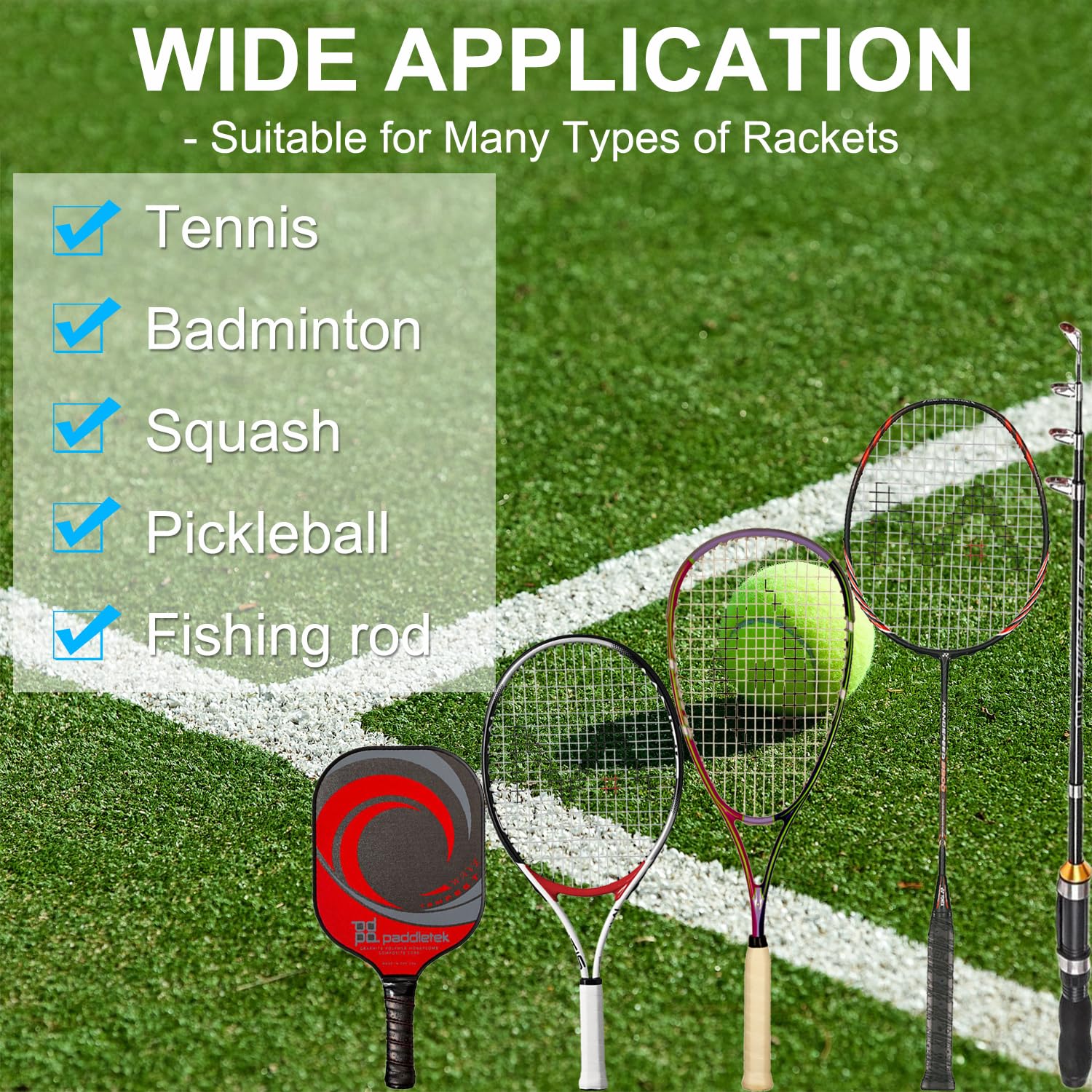 Ruban de Raquette Grip, 6 Pièces Raquette Overgrips Antidérapant, Ruban Adhésif pour Raquette de Tennis, Raquette Grip pour Tennis Raquette de Raquette de Pêche de Badminton Squash
