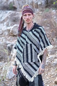 Buy CRYSTALHEAL Nepali Unisex Poncho – Thick Jacquard Aztec Design