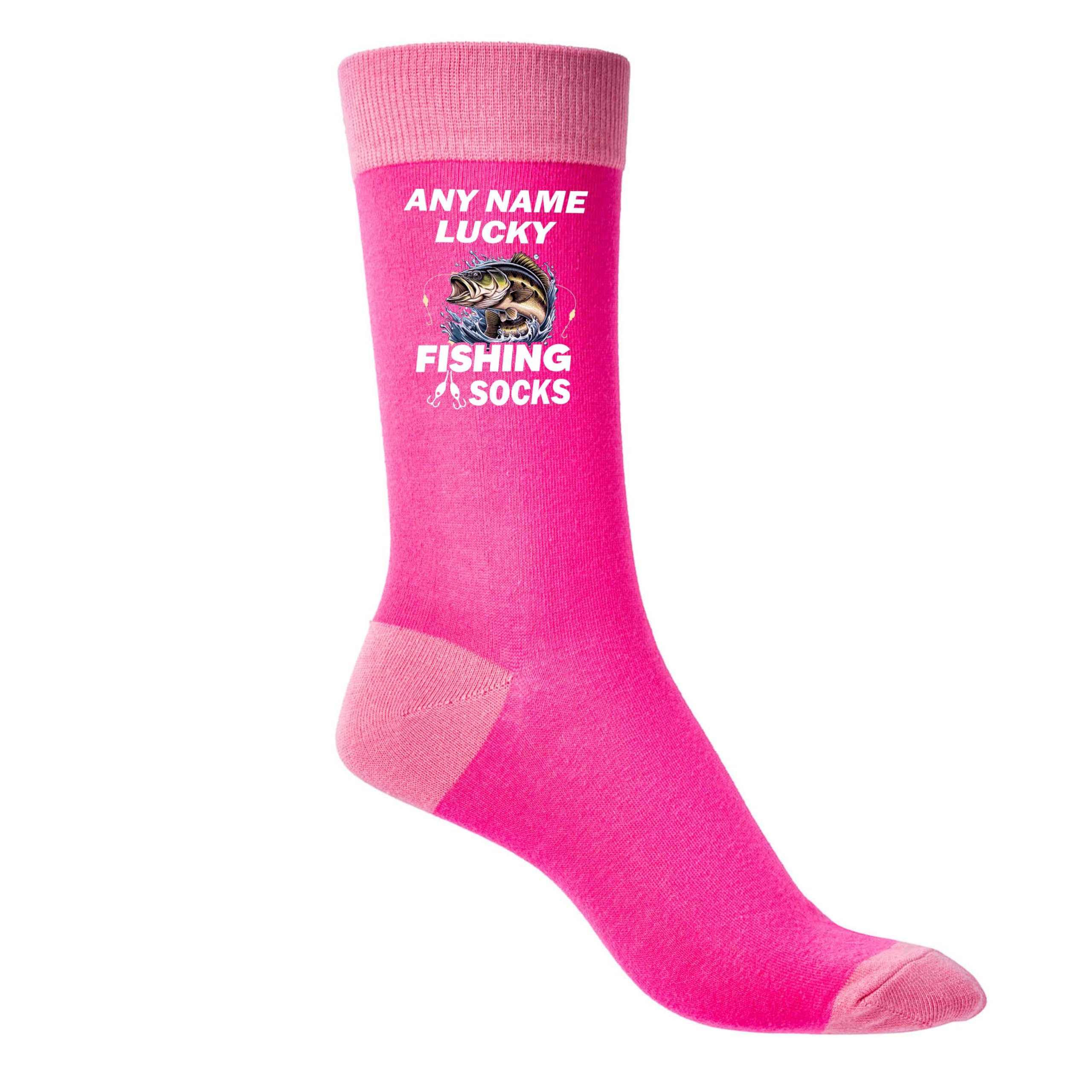 Print4U Lucky Fishing Ladies Pink Socks Personalise With Any Name Gift For Her