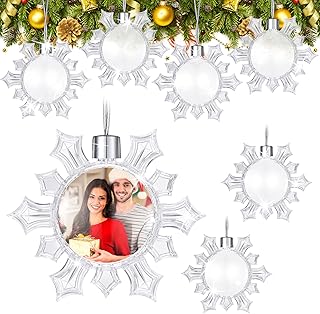 6 Pcs Sublimation Blanks Snowflake Ornaments Christmas Sublimation Blanks DIY Sublimation Blanks Pendants Christmas Hanging Decorations Heat Press Ornaments for Christmas Party DIY Craft Home