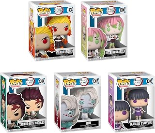 Funko Demon Slayer Pop Bundle - Kamado Tanjiro, Kyojuro Rengoku, Rui, Mitsuri Kanroji, Kanao Tsuyuri
