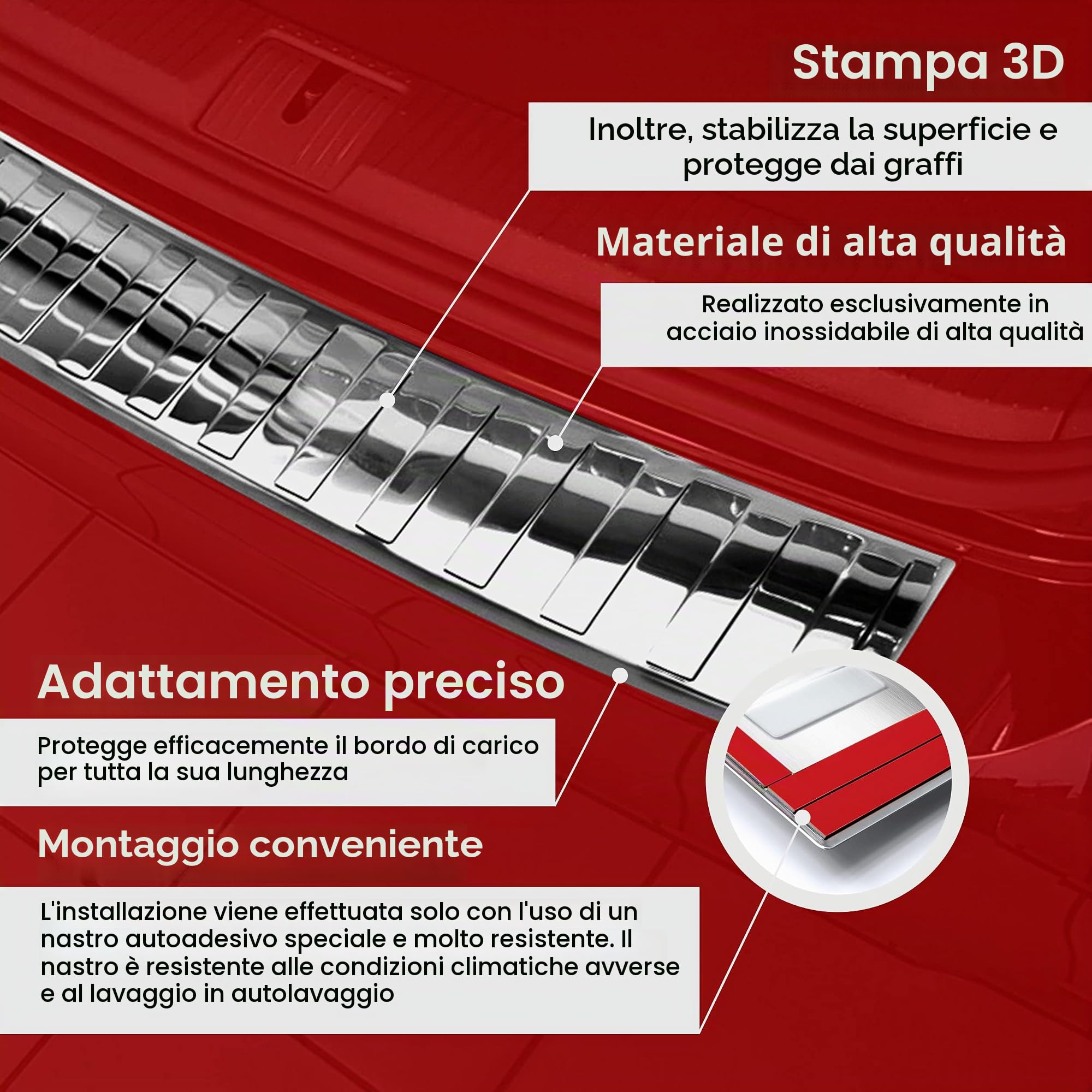 Chromemaster | Protezione Paraurti Posteriore Compatibile con Fiat 500 500C 2007-2015 | Acciaio INOX Lucido/Cromato | Protezione Paraurti Protegge la Vernice del Paraurti dai Graffi